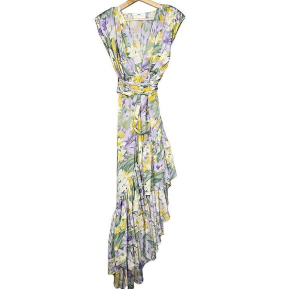 Bronx And Banco Tropics Floral Asymmetrical Ruffle Tiered Maxi Dress Size XS - Picture 3 of 9